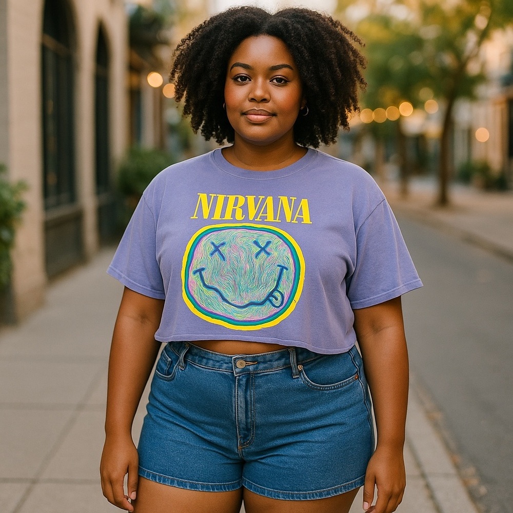 Nirvana Cropped Band Tee size‎ XL